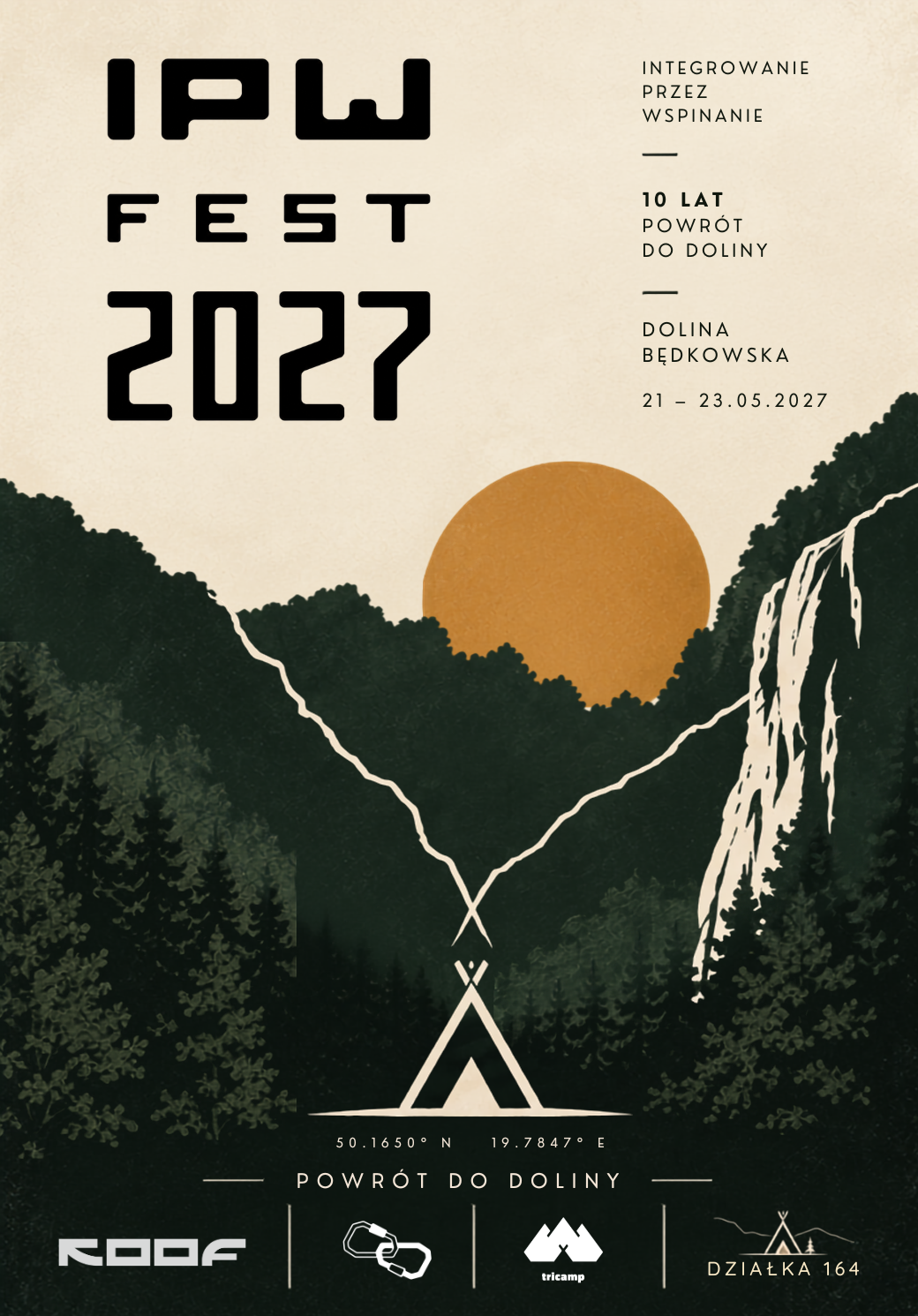 Plakat IPW FEST 2027 z ilustracją Doliny Będkowskiej